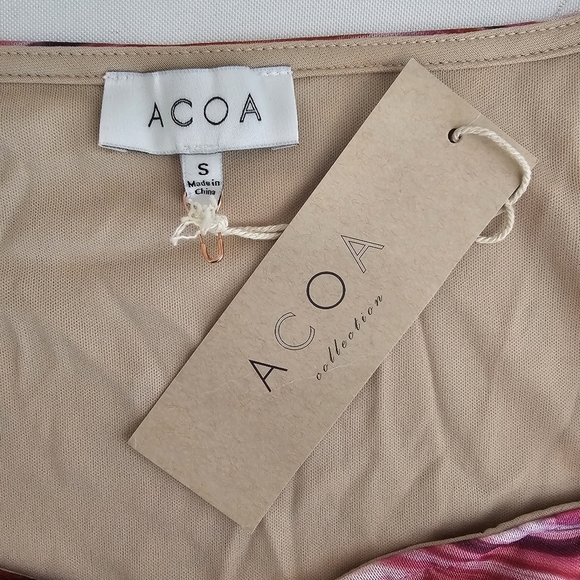 NWT VICI x ACOA Marble Print Mesh Cutout Midi Dress Red Pink Small - Picture 7 of 12